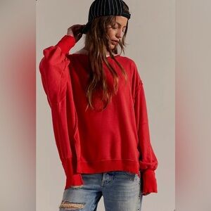 ▪️NWT Free People Camden Sweatshirt in Fire Red-M